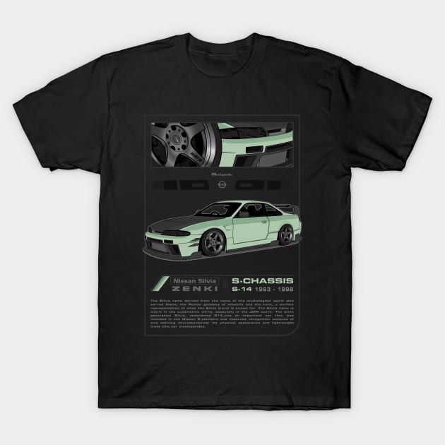 Silvia S14 Zenki (green) T-Shirt by Xythusia